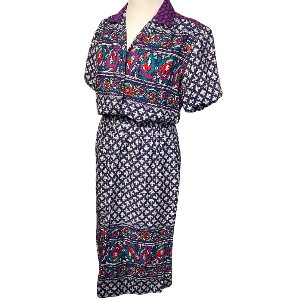 Vintage Laura & Jayne Collection Bright Boho Print Casual Skirt Set Size M - Picture 5 of 11